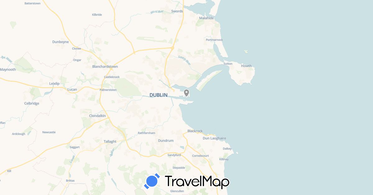 TravelMap itinerary: plane in Ireland (Europe)